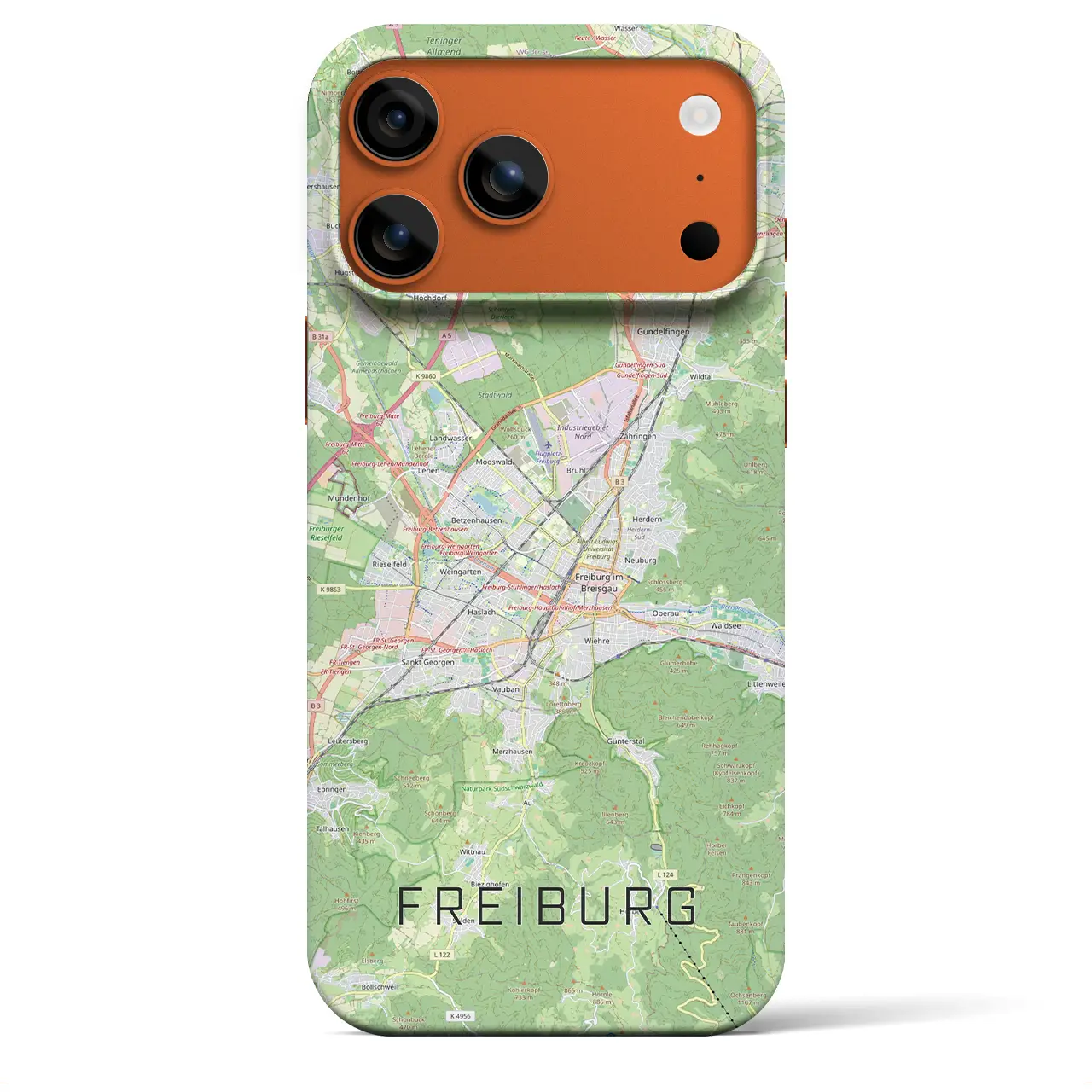 【フライブルク（ドイツ）】地図柄iPhoneケース（バックカバータイプ）ブラック・iPhone 17 Pro Max 用