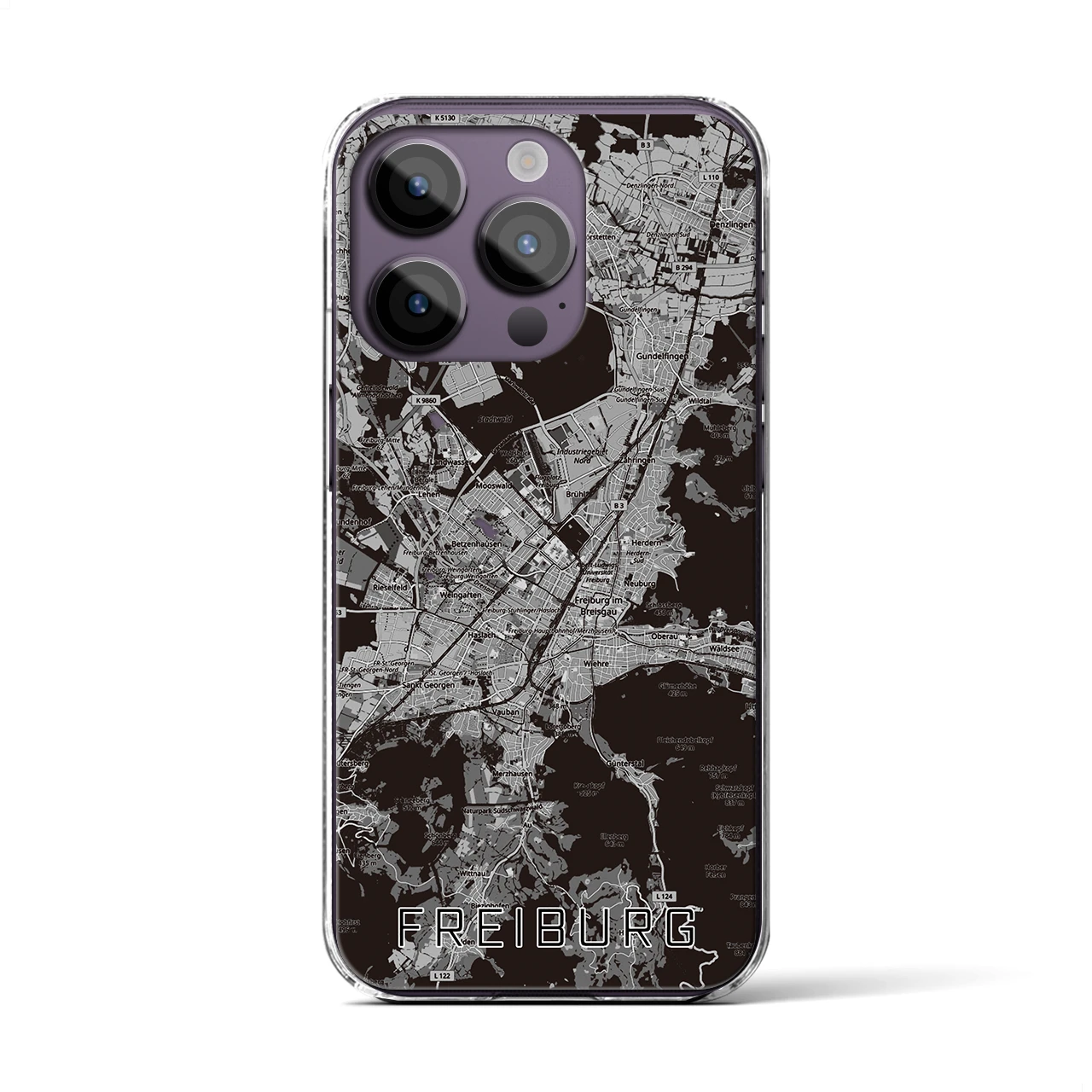 【フライブルク（ドイツ）】地図柄iPhoneケース（クリアタイプ）