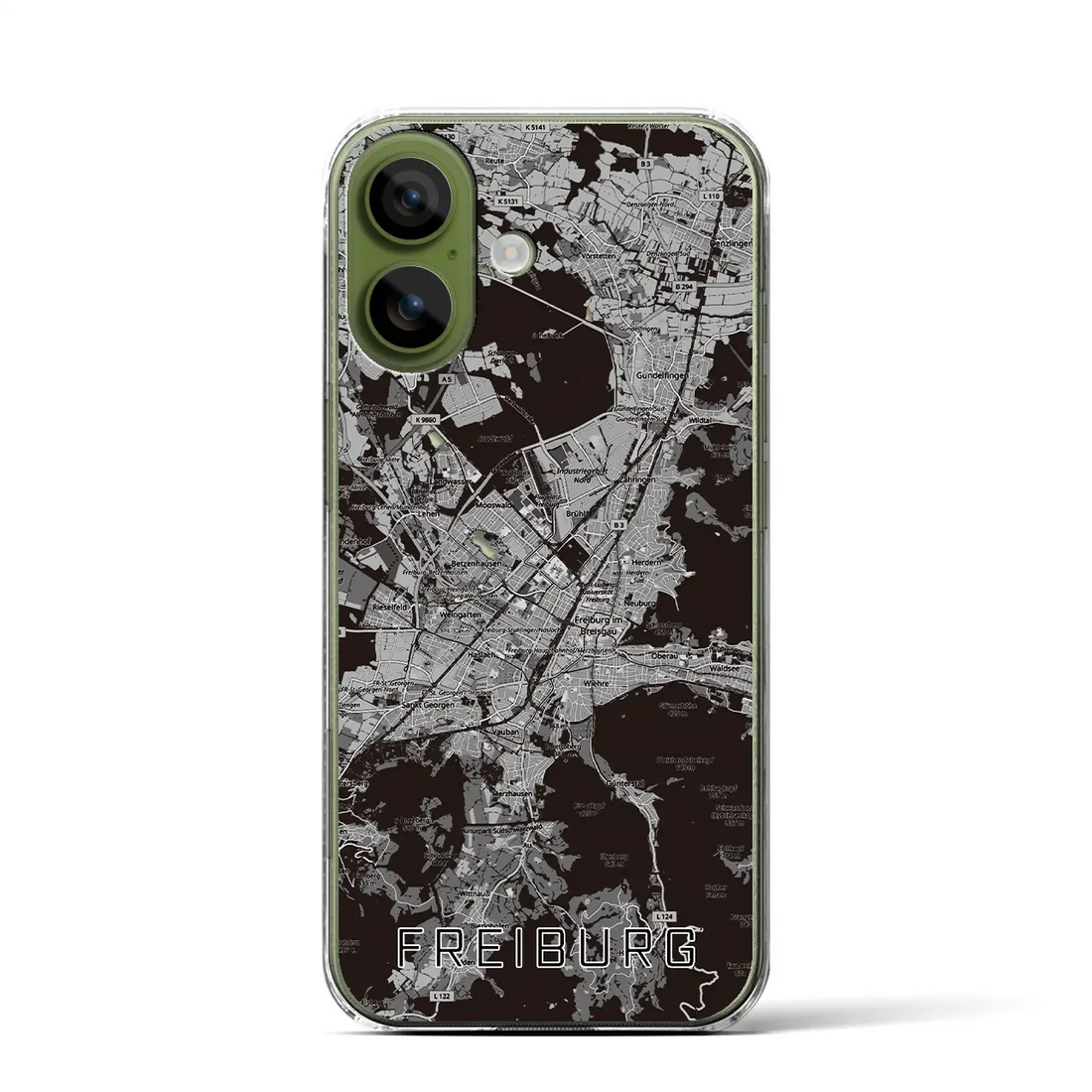 【フライブルク（ドイツ）】地図柄iPhoneケース（クリアタイプ）モノトーン・iPhone 17 Pro Max 用