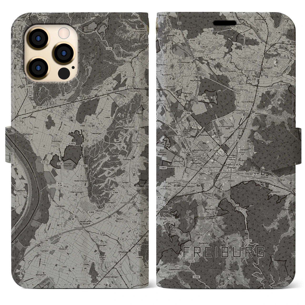 【フライブルク（ドイツ）】地図柄iPhoneケース（手帳タイプ）