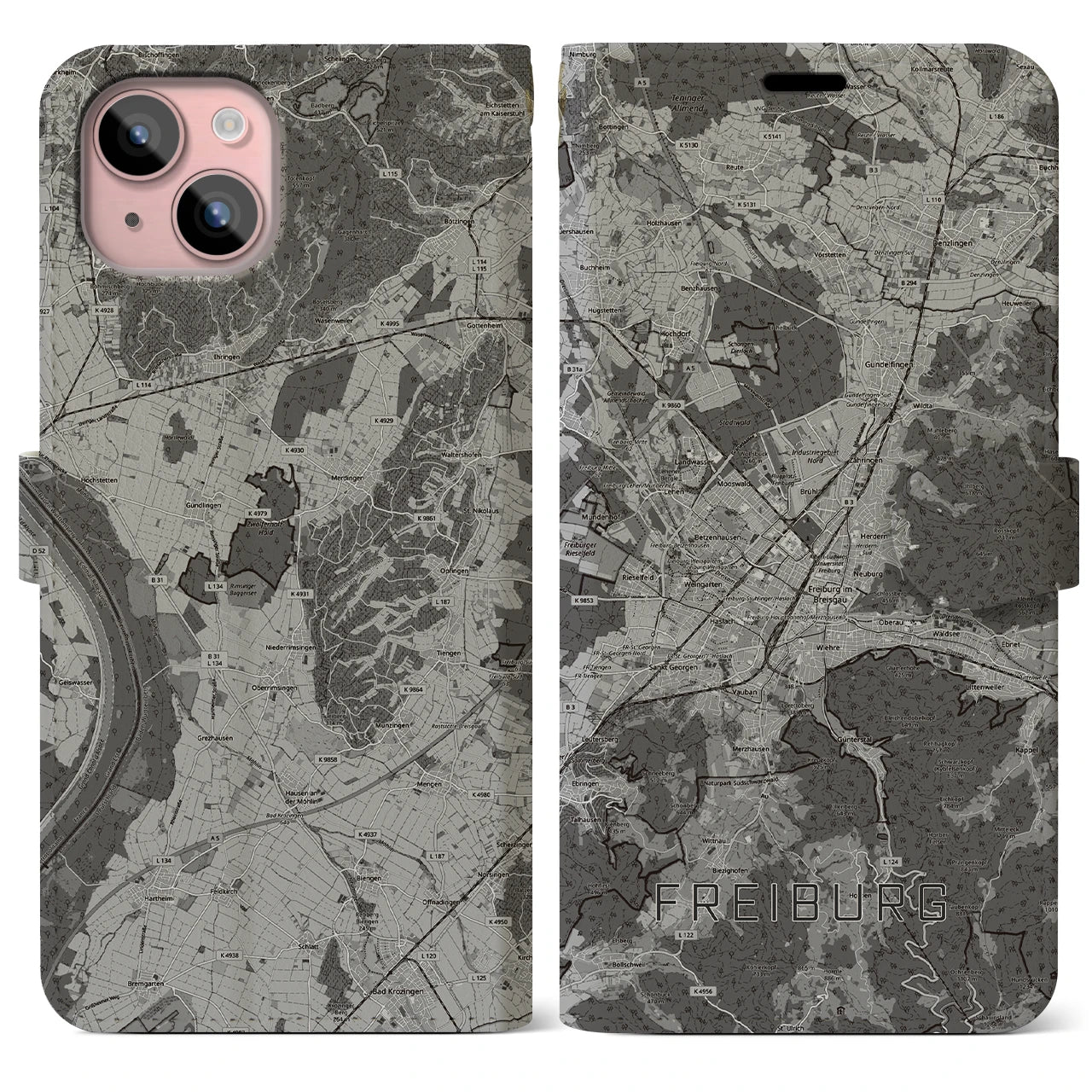 【フライブルク（ドイツ）】地図柄iPhoneケース（手帳タイプ）