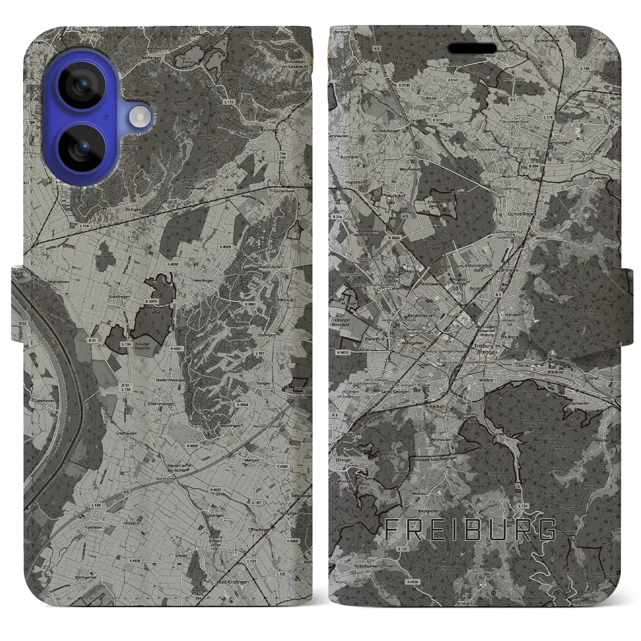 【フライブルク（ドイツ）】地図柄iPhoneケース（手帳タイプ）