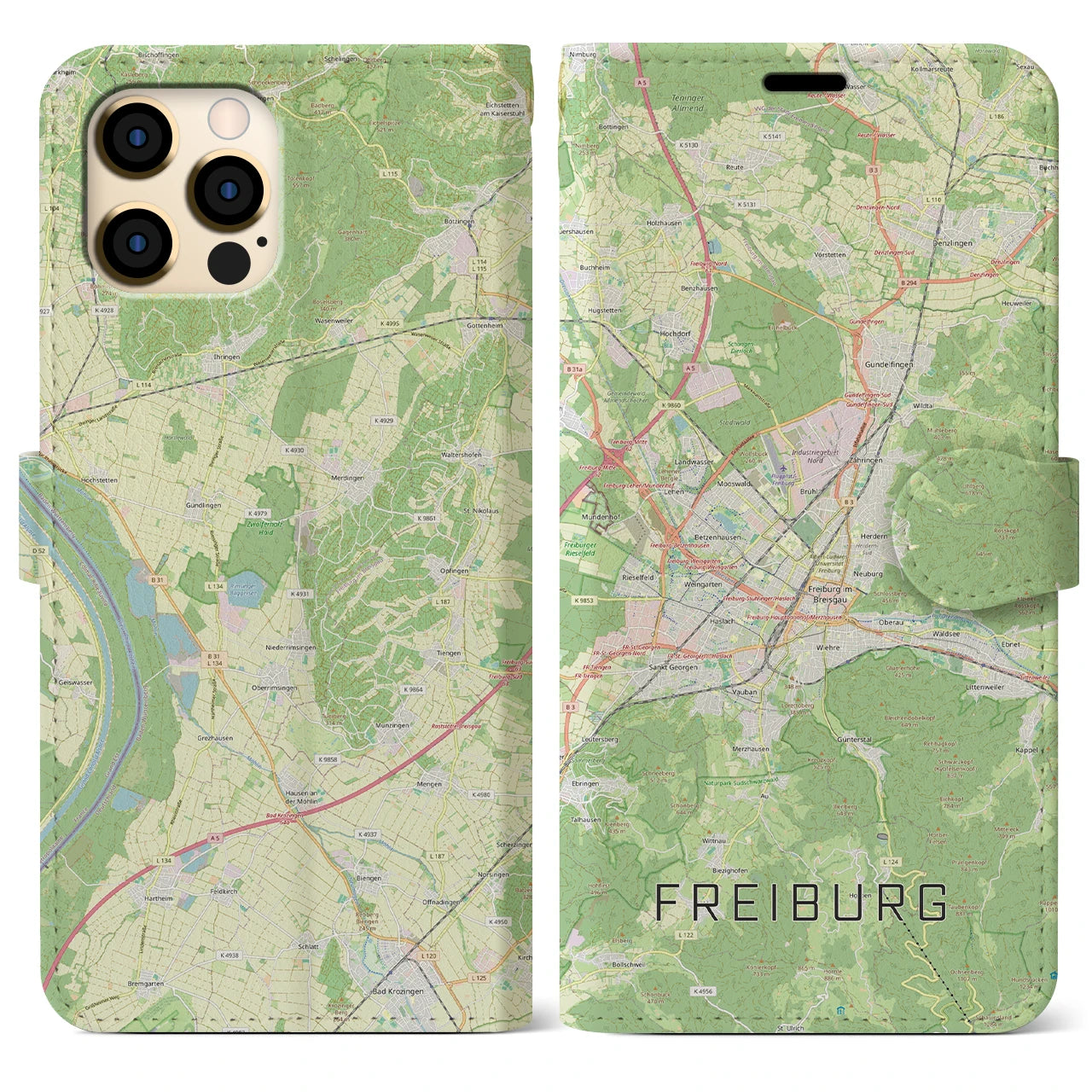 【フライブルク（ドイツ）】地図柄iPhoneケース（手帳タイプ）