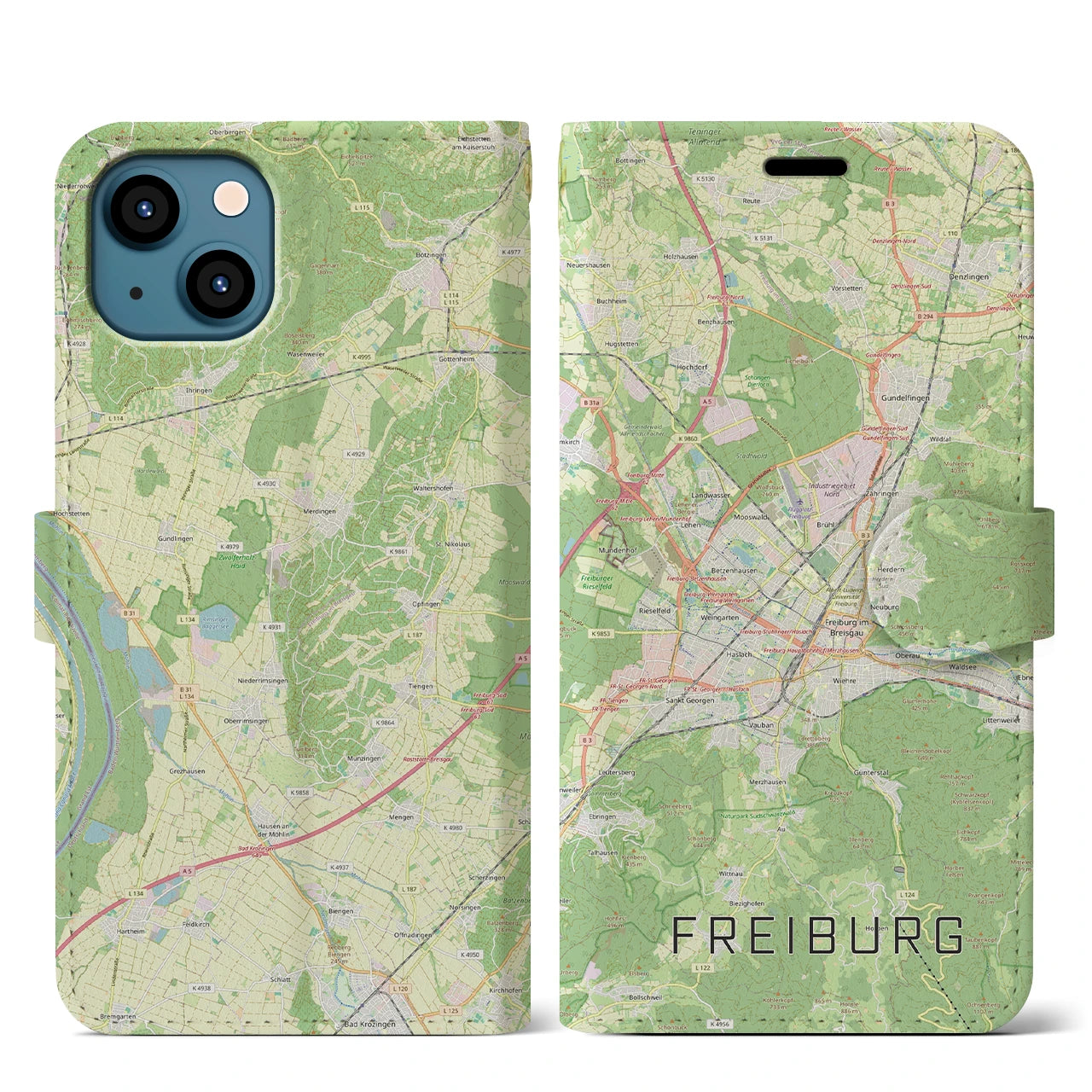 【フライブルク（ドイツ）】地図柄iPhoneケース（手帳タイプ）