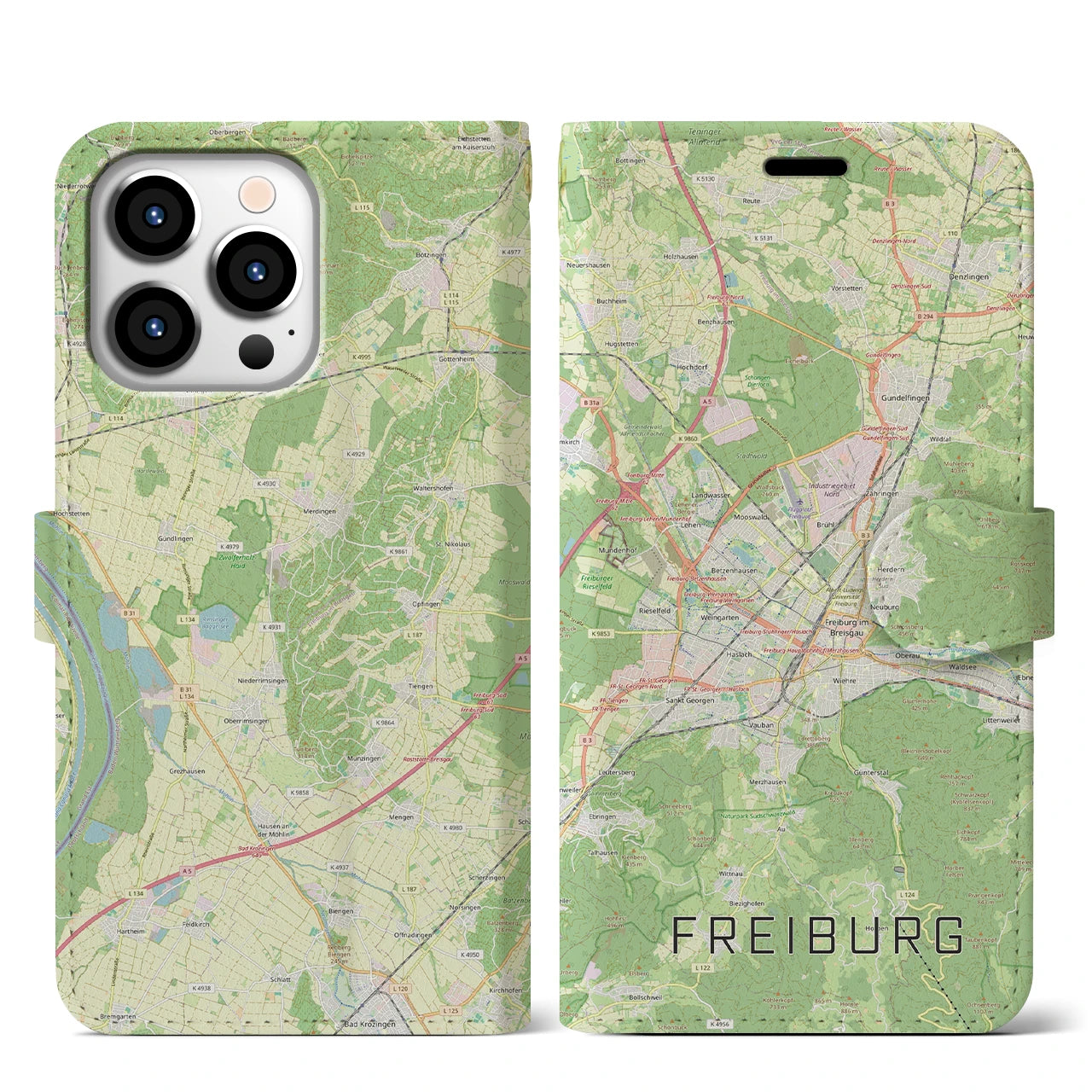 【フライブルク（ドイツ）】地図柄iPhoneケース（手帳タイプ）