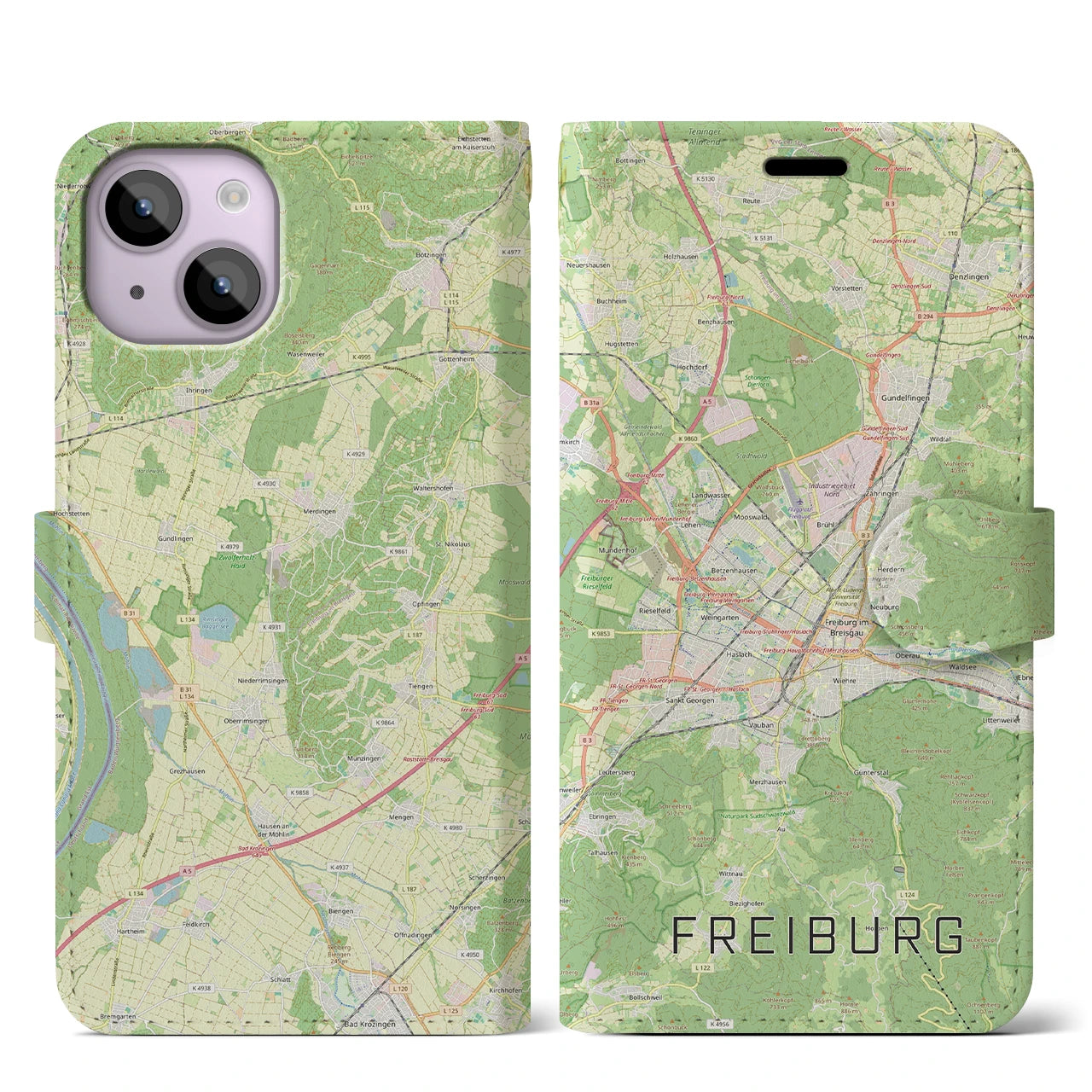 【フライブルク（ドイツ）】地図柄iPhoneケース（手帳タイプ）