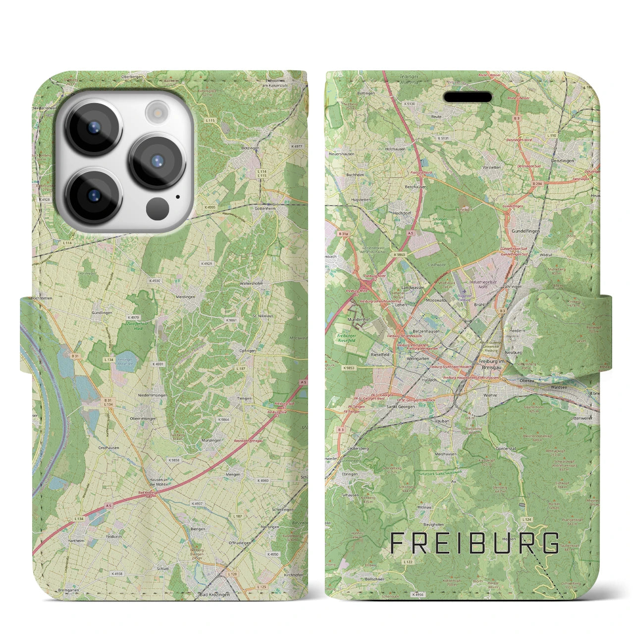 【フライブルク（ドイツ）】地図柄iPhoneケース（手帳タイプ）