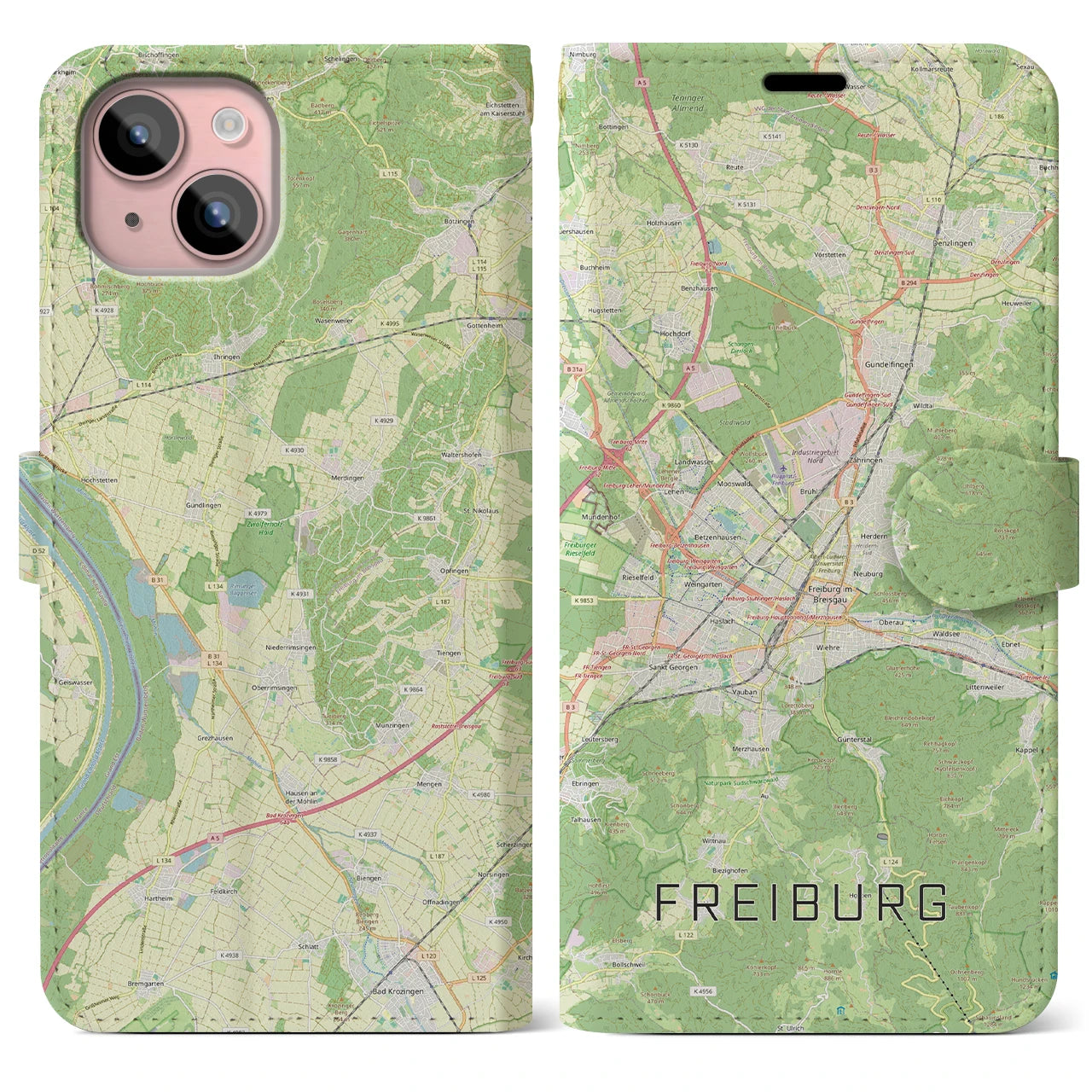 【フライブルク（ドイツ）】地図柄iPhoneケース（手帳タイプ）