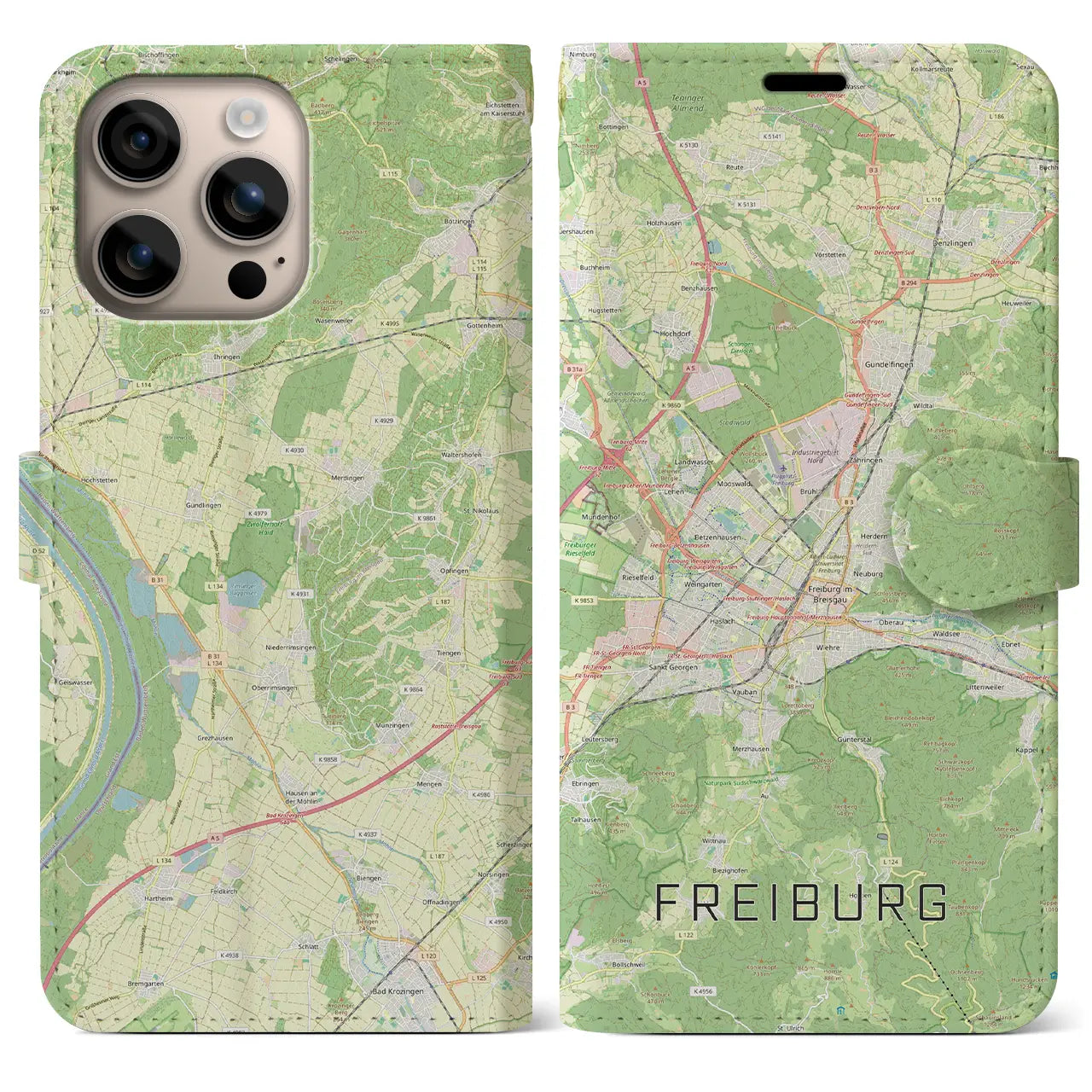 【フライブルク（ドイツ）】地図柄iPhoneケース（手帳タイプ）