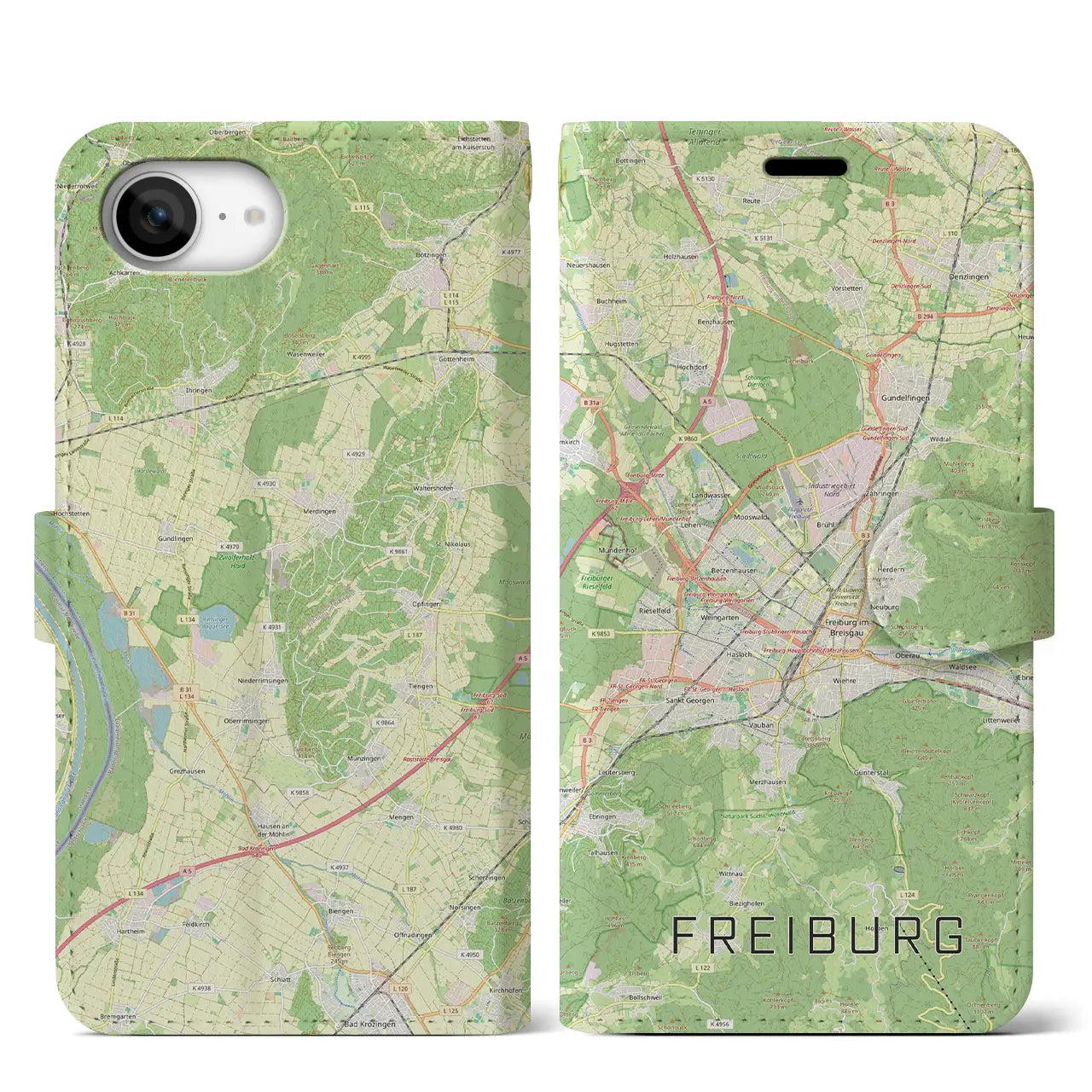 【フライブルク（ドイツ）】地図柄iPhoneケース（手帳タイプ）