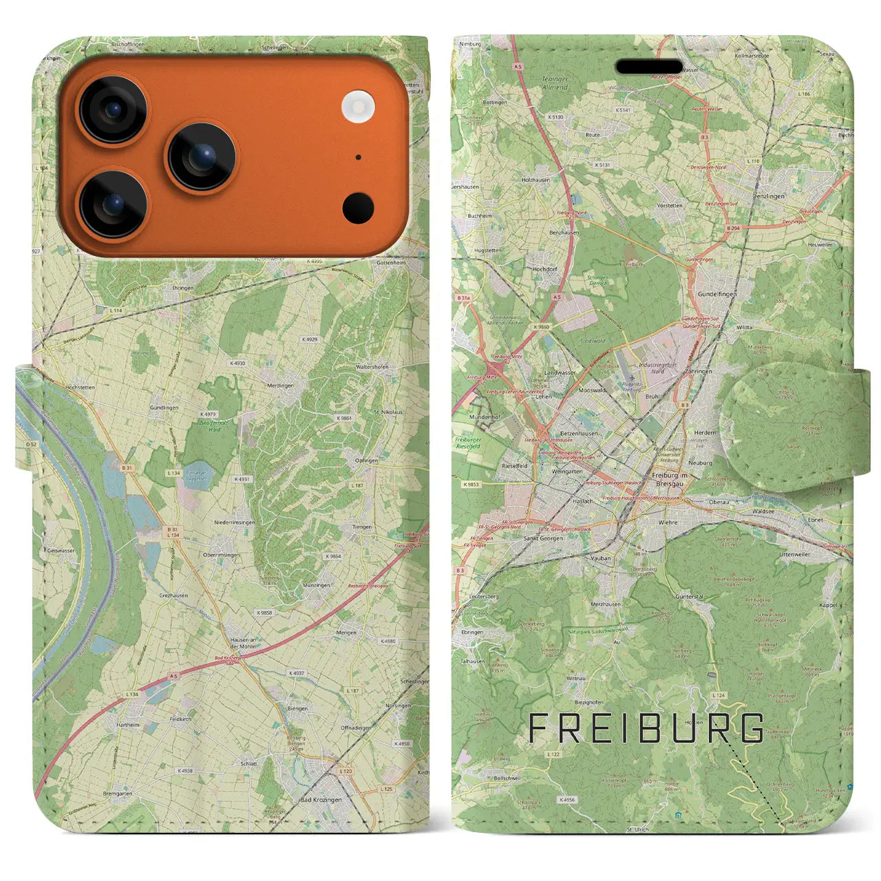 【フライブルク（ドイツ）】地図柄iPhoneケース（手帳タイプ）