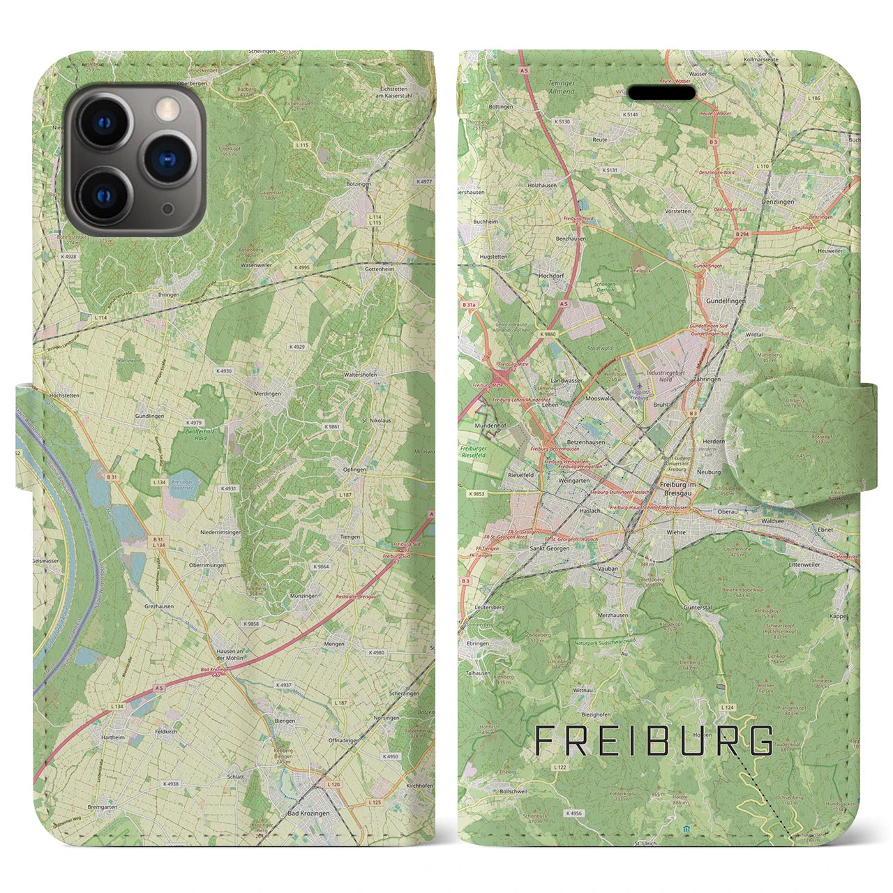 【フライブルク（ドイツ）】地図柄iPhoneケース（手帳タイプ）