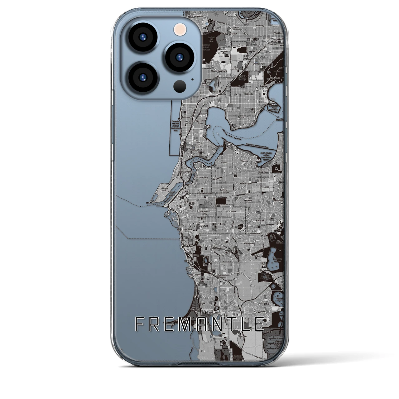 【フリーマントル（オーストラリア）】地図柄iPhoneケース（クリアタイプ）