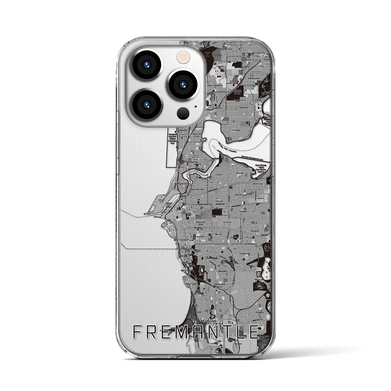 【フリーマントル（オーストラリア）】地図柄iPhoneケース（クリアタイプ）