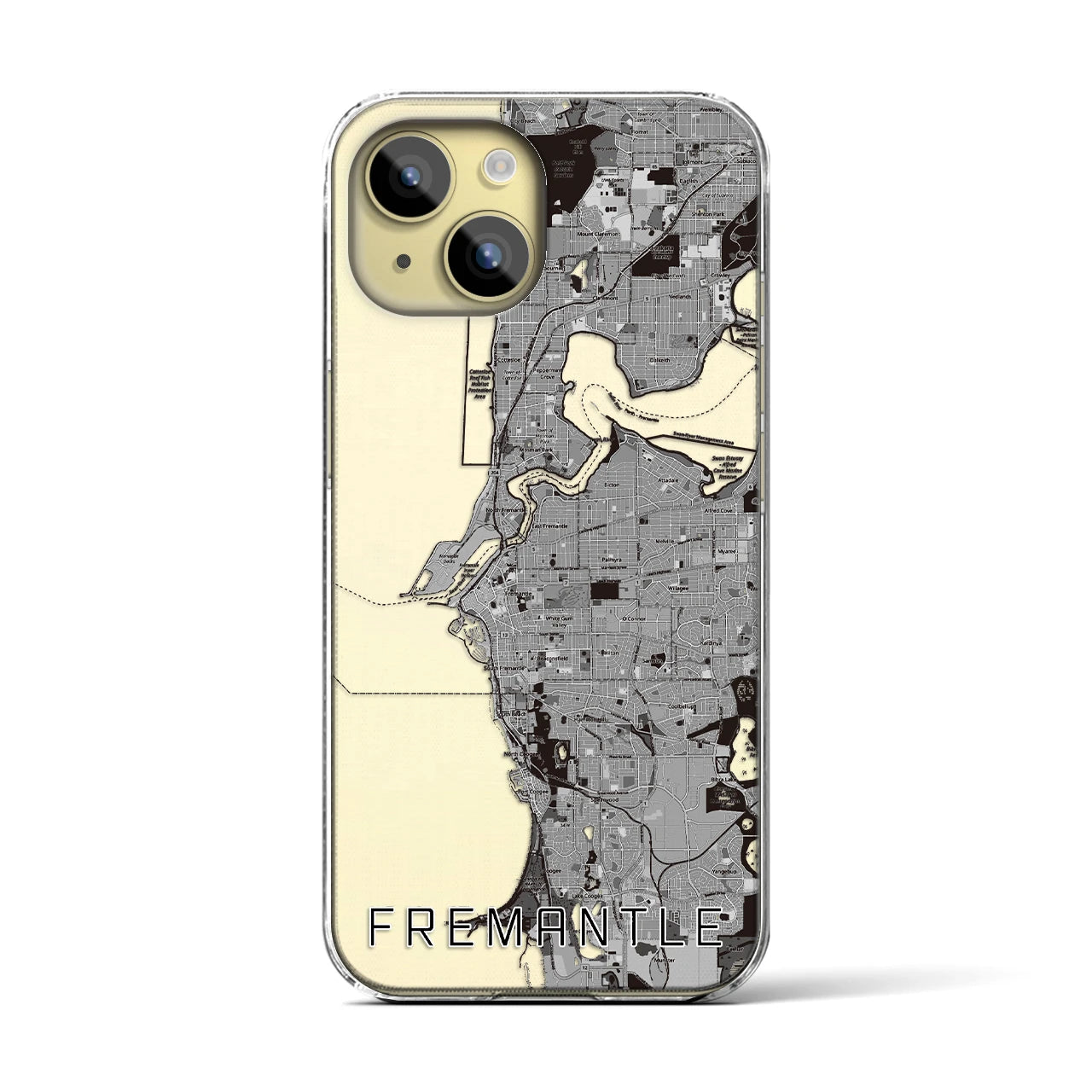 【フリーマントル（オーストラリア）】地図柄iPhoneケース（クリアタイプ）