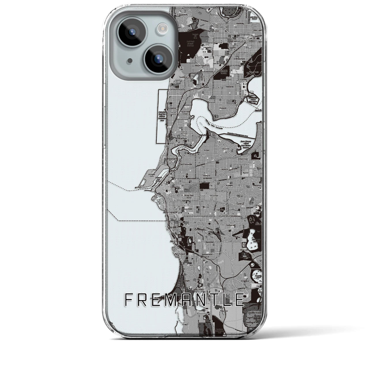 【フリーマントル（オーストラリア）】地図柄iPhoneケース（クリアタイプ）