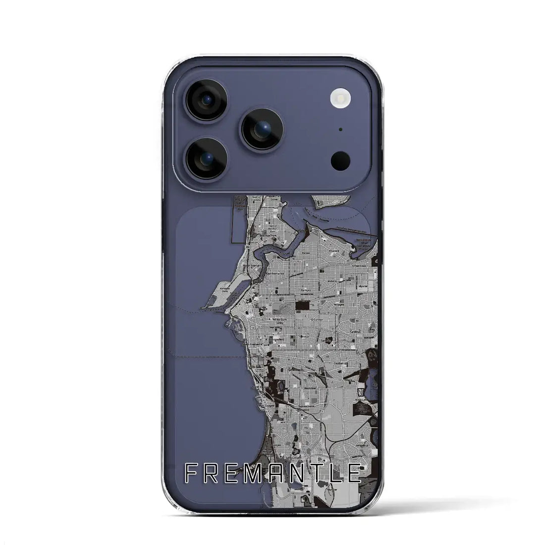 【フリーマントル（オーストラリア）】地図柄iPhoneケース（クリアタイプ）モノトーン・iPhone 17 Pro Max 用