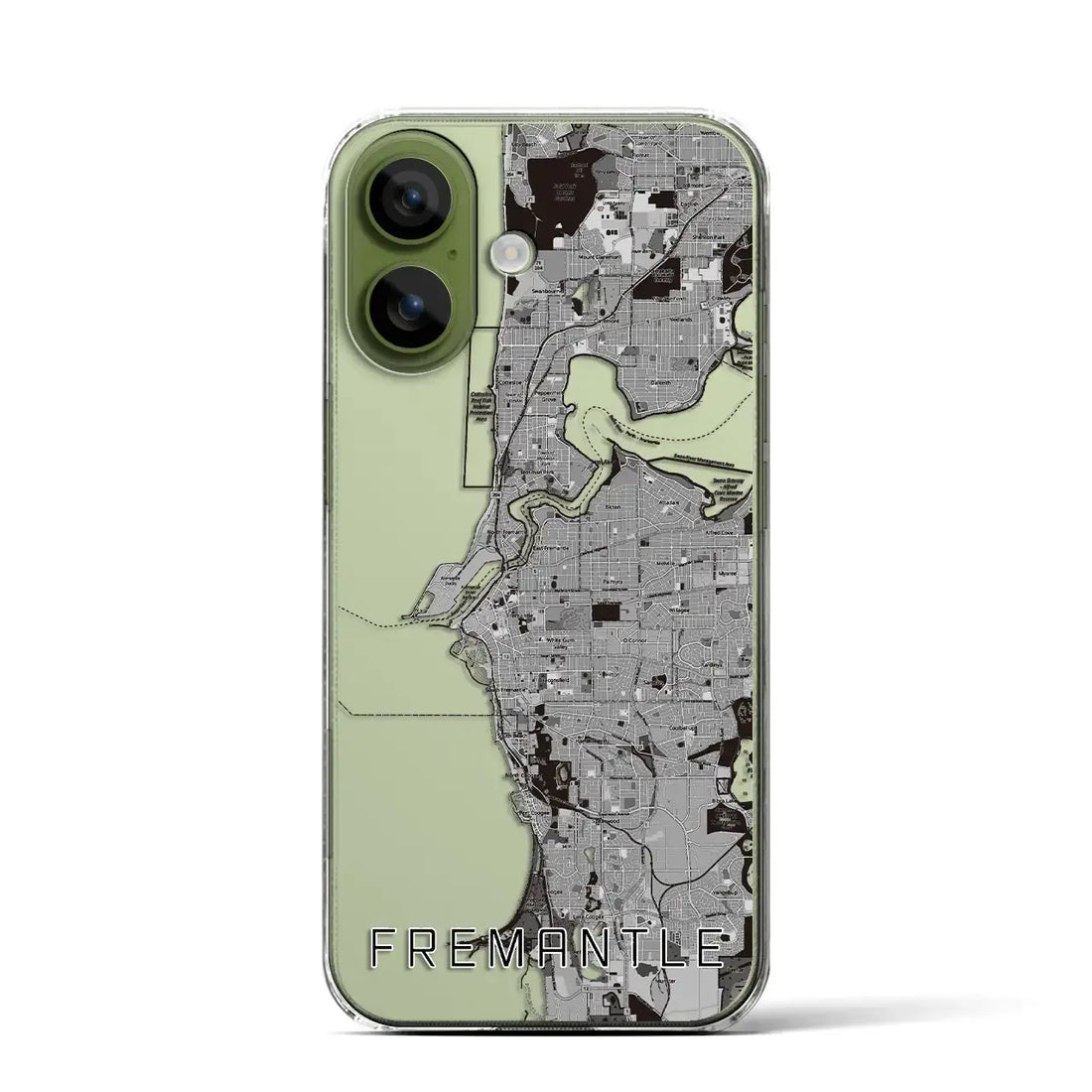 【フリーマントル（オーストラリア）】地図柄iPhoneケース（クリアタイプ）モノトーン・iPhone 17 Pro Max 用