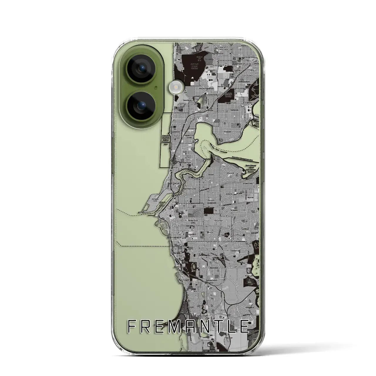【フリーマントル（オーストラリア）】地図柄iPhoneケース（クリアタイプ）モノトーン・iPhone 17 Pro Max 用