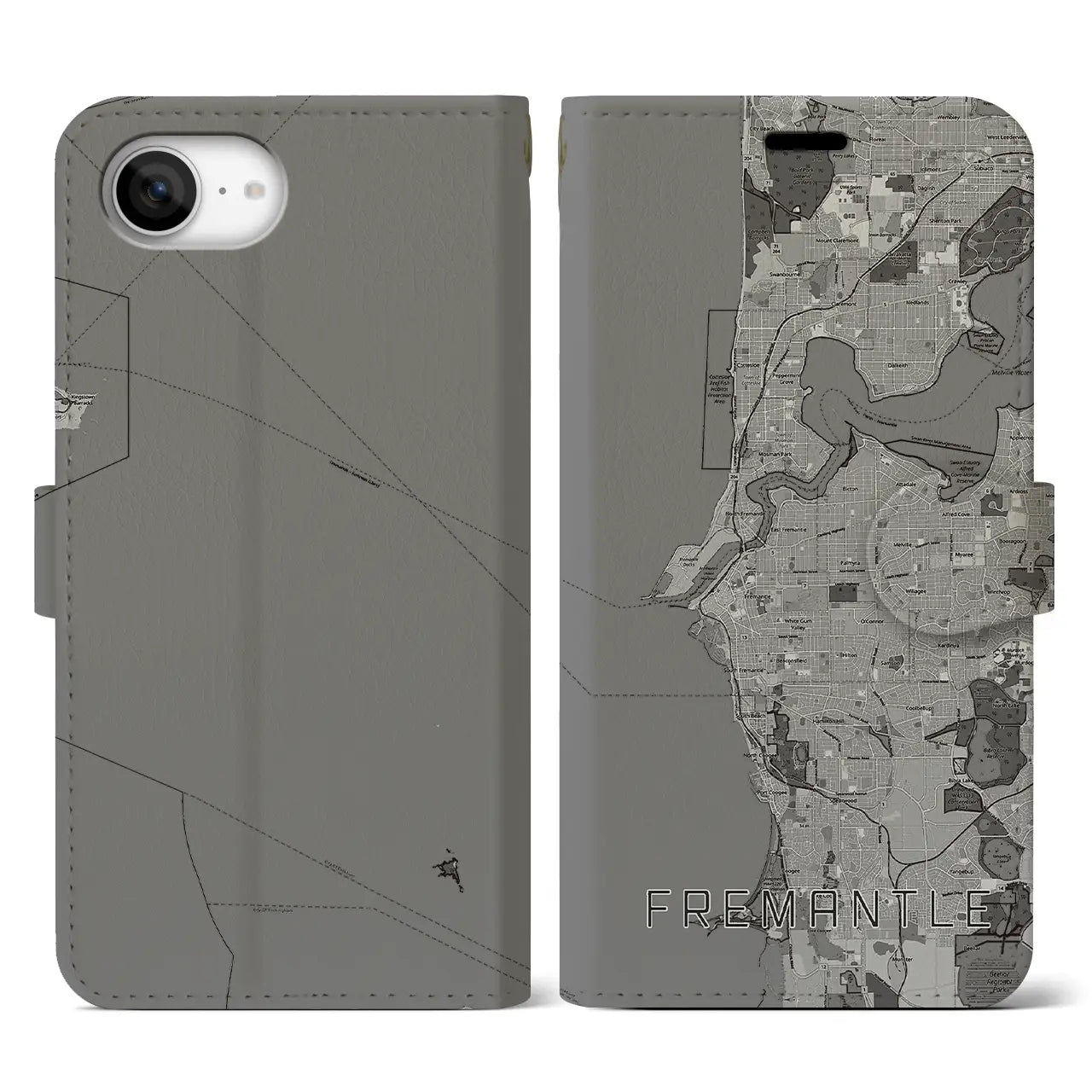 【フリーマントル（オーストラリア）】地図柄iPhoneケース（手帳タイプ）