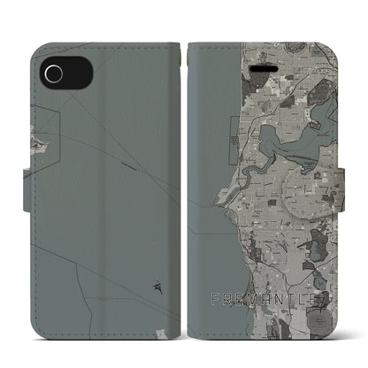 【フリーマントル（オーストラリア）】地図柄iPhoneケース（手帳タイプ）モノトーン・iPhone SE（第3 / 第2世代） / 8 / 7 / 6s / 6 用