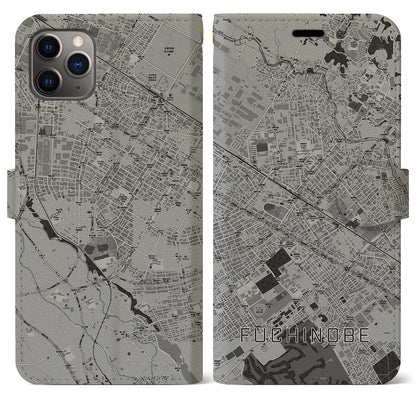 【淵野辺（神奈川県）】地図柄iPhoneケース（手帳タイプ）モノトーン・iPhone 11 Pro Max 用