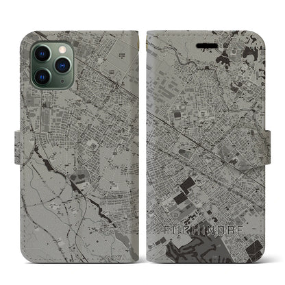 【淵野辺（神奈川県）】地図柄iPhoneケース（手帳タイプ）モノトーン・iPhone 11 Pro 用