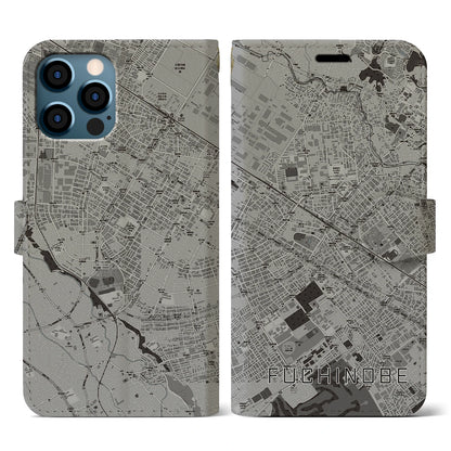 【淵野辺（神奈川県）】地図柄iPhoneケース（手帳タイプ）モノトーン・iPhone 12 / 12 Pro 用