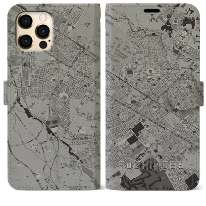 【淵野辺（神奈川県）】地図柄iPhoneケース（手帳タイプ）モノトーン・iPhone 12 Pro Max 用