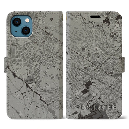 【淵野辺（神奈川県）】地図柄iPhoneケース（手帳タイプ）モノトーン・iPhone 13 用