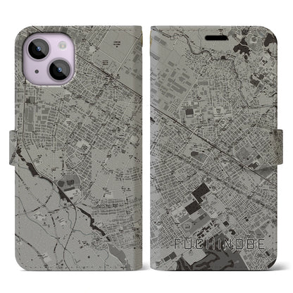 【淵野辺（神奈川県）】地図柄iPhoneケース（手帳タイプ）モノトーン・iPhone 14 用