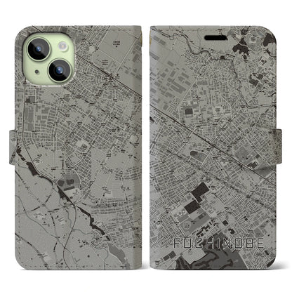 【淵野辺（神奈川県）】地図柄iPhoneケース（手帳タイプ）モノトーン・iPhone 15 用