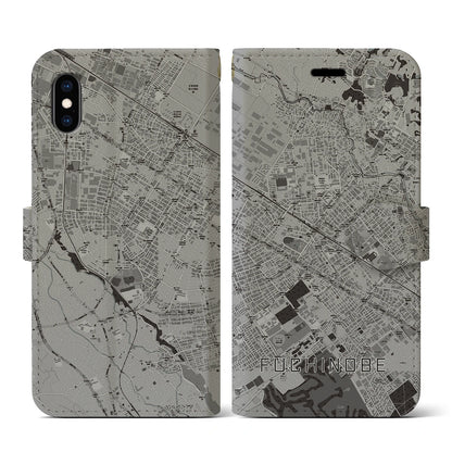 【淵野辺（神奈川県）】地図柄iPhoneケース（手帳タイプ）モノトーン・iPhone XS / X 用