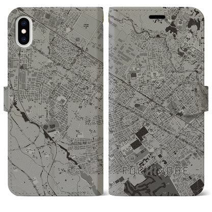 【淵野辺（神奈川県）】地図柄iPhoneケース（手帳タイプ）モノトーン・iPhone XS Max 用