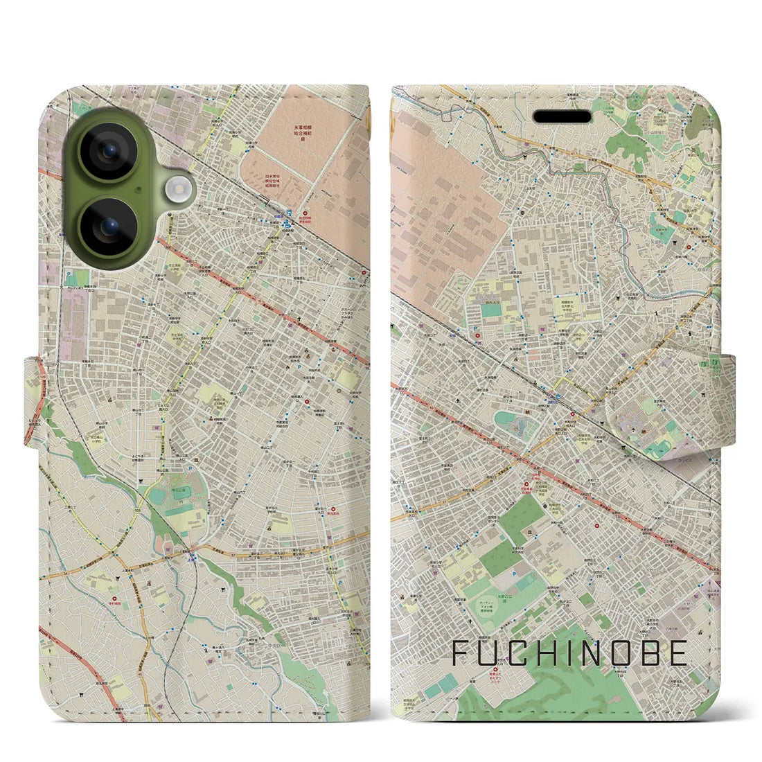 【淵野辺(神奈川県)】地図柄iPhoneケース(手帳タイプ)ナチュラル・iPhone 17 Pro Max 用