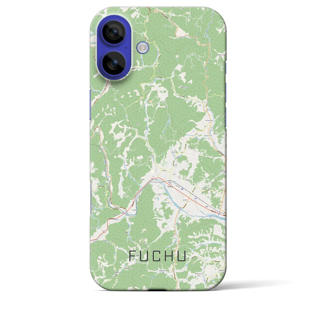 【府中(広島県)】地図柄iPhoneケース(バックカバータイプ)ブラック・iPhone 16 Pro Max 用