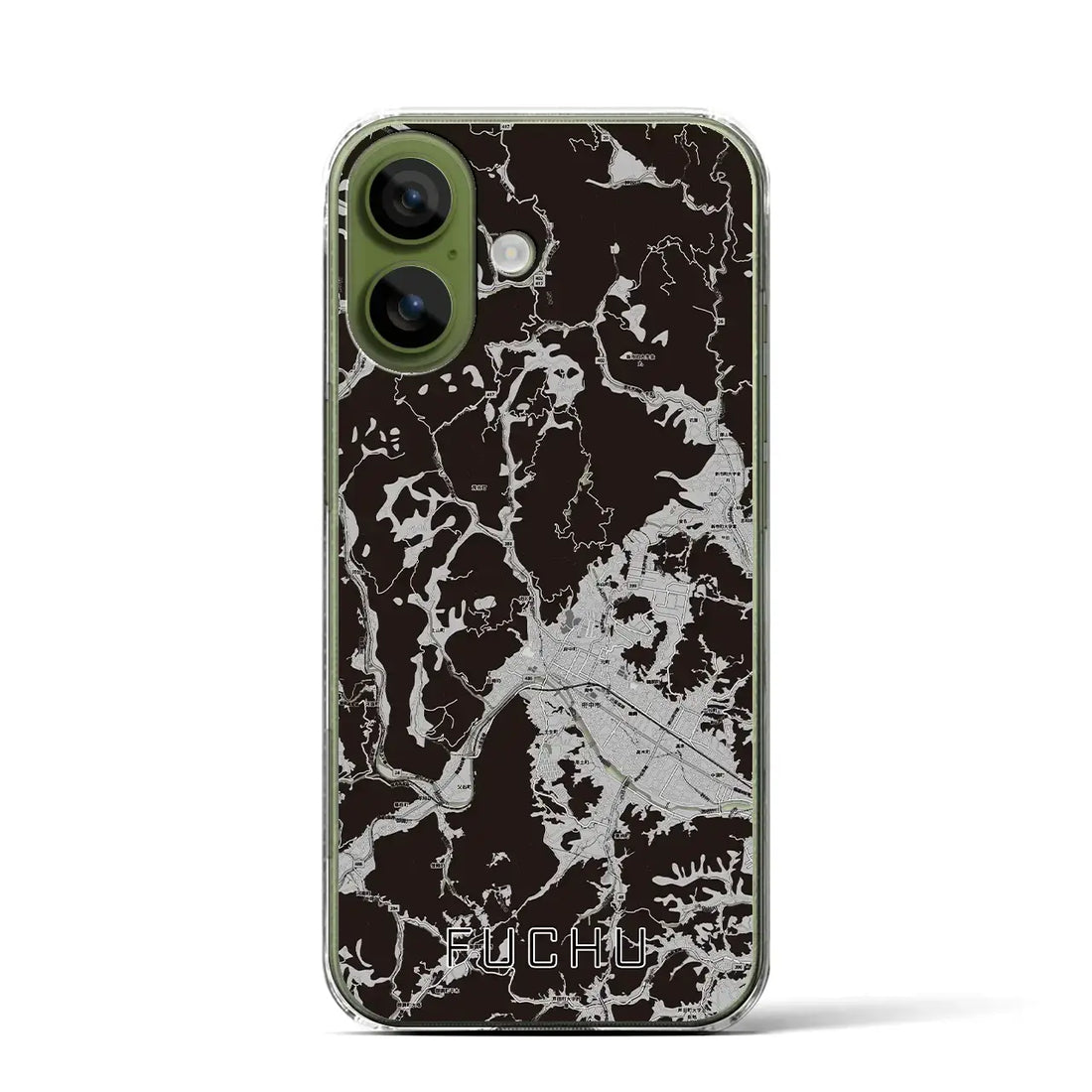 【府中（広島県）】地図柄iPhoneケース（クリアタイプ）モノトーン・iPhone 17 Pro Max 用