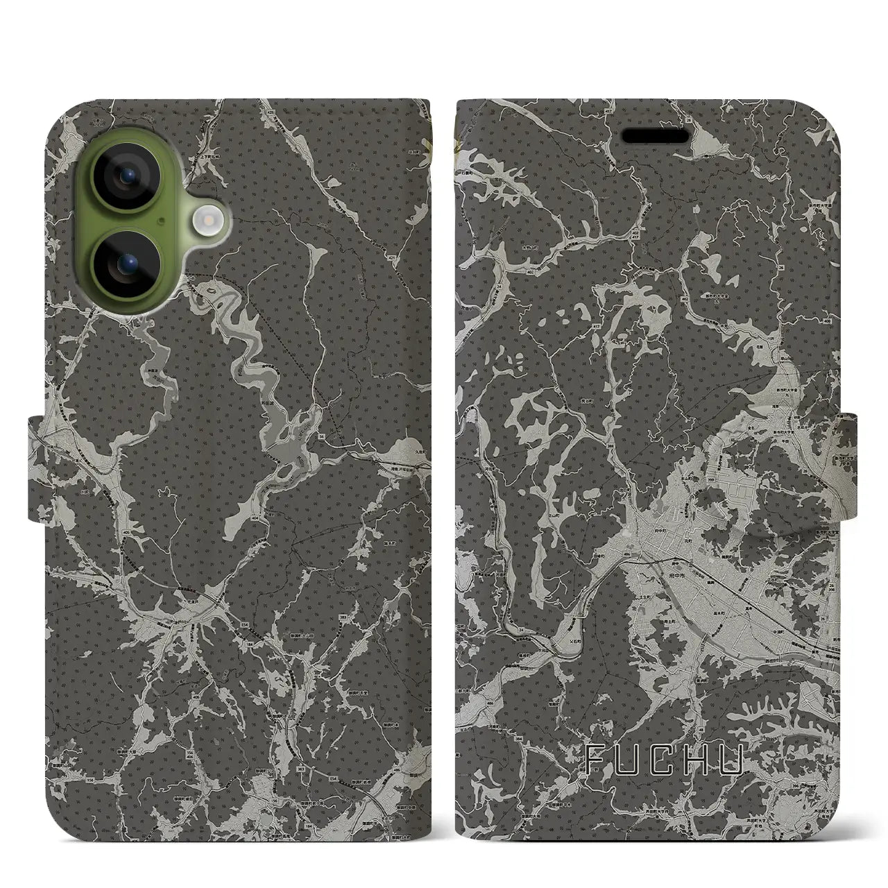 【府中（広島県）】地図柄iPhoneケース（手帳タイプ）