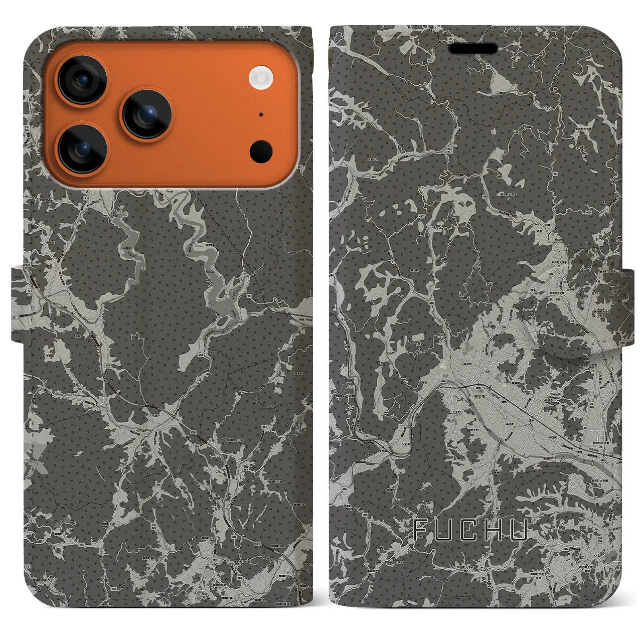 【府中（広島県）】地図柄iPhoneケース（手帳タイプ）