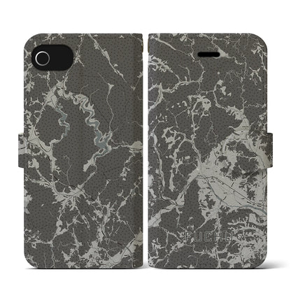 【府中（広島県）】地図柄iPhoneケース（手帳タイプ）モノトーン・iPhone SE（第3 / 第2世代） / 8 / 7 / 6s / 6 用