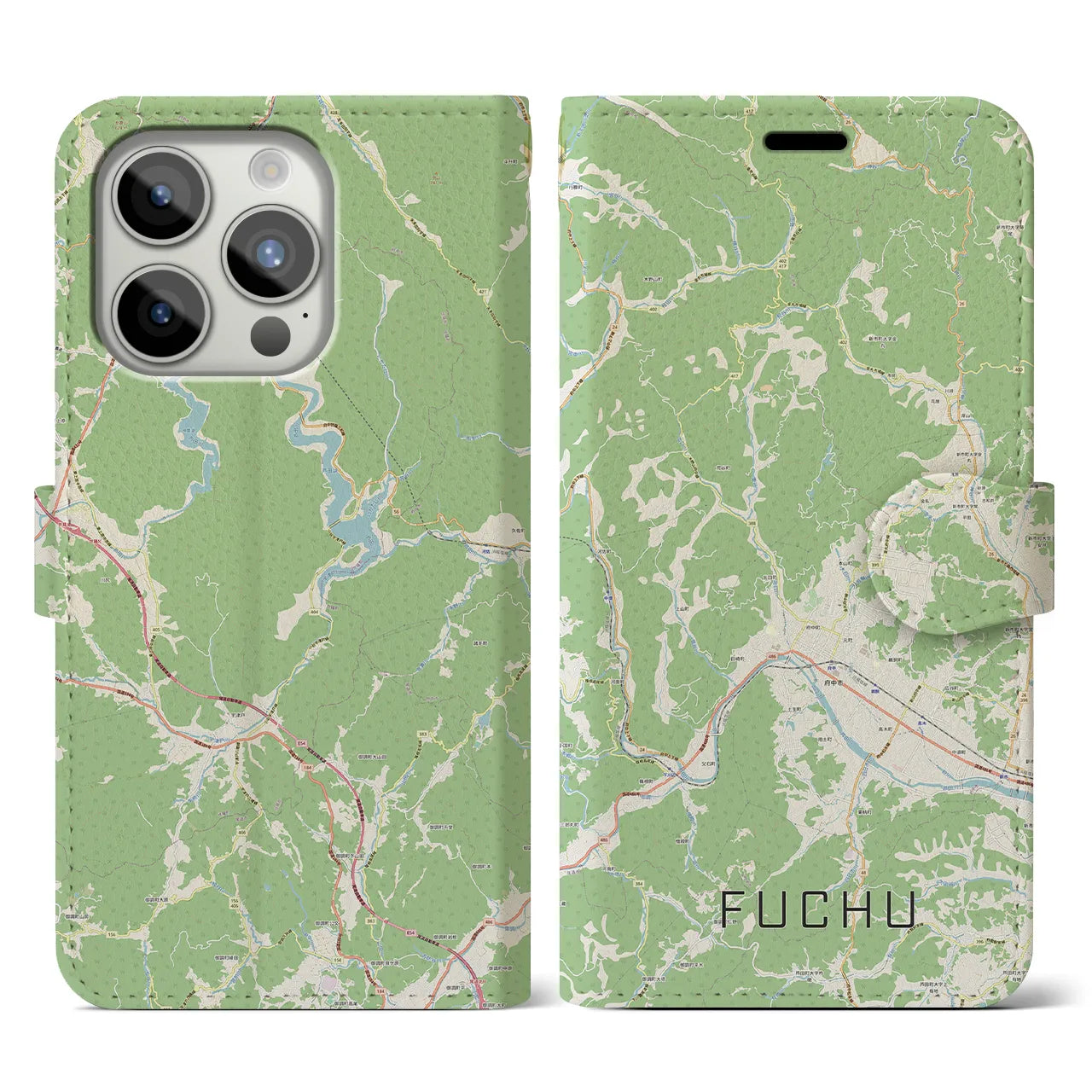 【府中（広島県）】地図柄iPhoneケース（手帳タイプ）