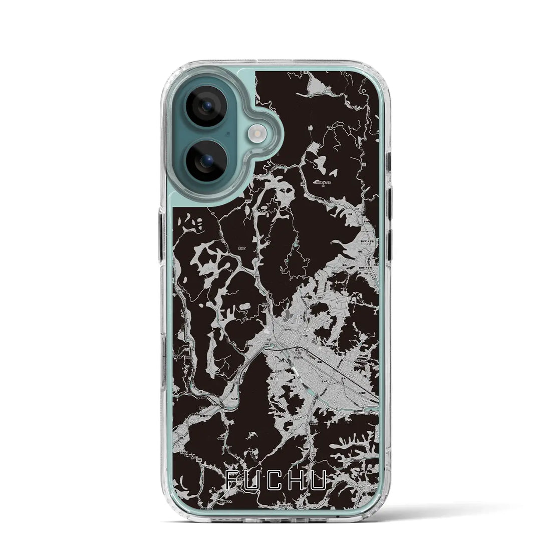 【府中(広島県)】地図柄iPhoneケース(MagSafeタイプ)モノトーン・iPhone 16 Pro 用