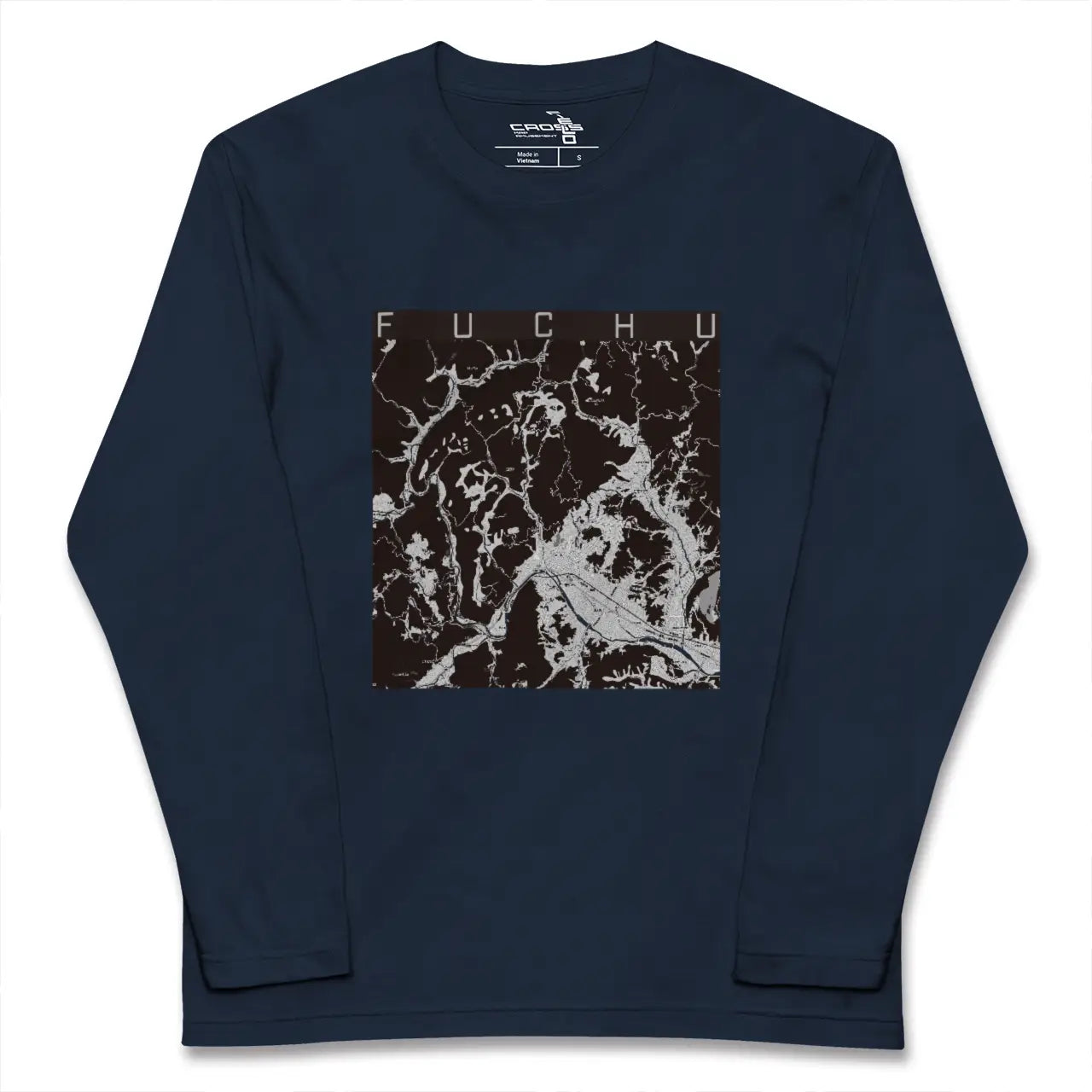 【府中（広島県）（広島県）】地図柄ロングスリーブTシャツ