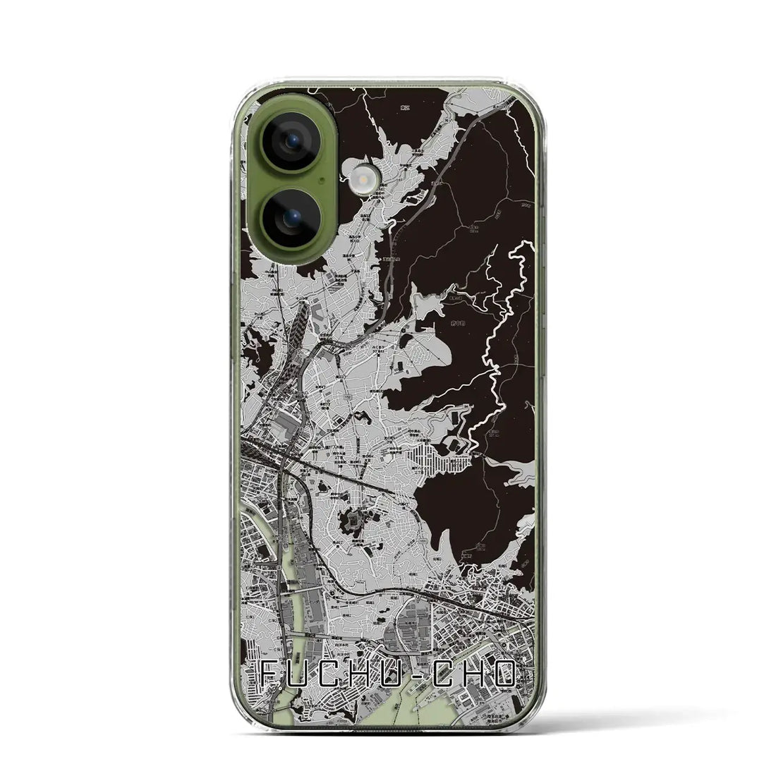 【府中町（広島県）】地図柄iPhoneケース（クリアタイプ）モノトーン・iPhone 17 Pro Max 用
