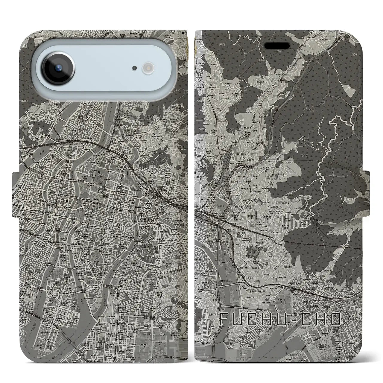 【府中町（広島県）】地図柄iPhoneケース（手帳タイプ）