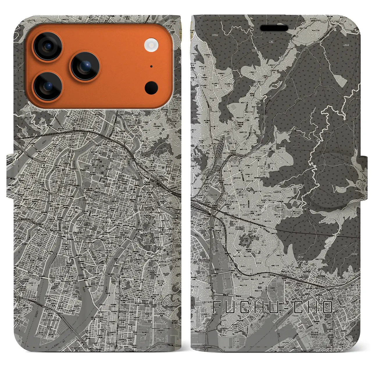 【府中町（広島県）】地図柄iPhoneケース（手帳タイプ）