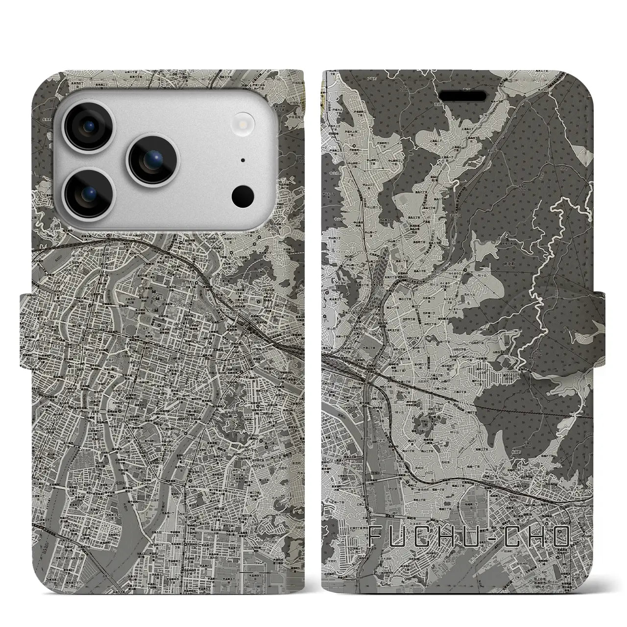 【府中町（広島県）】地図柄iPhoneケース（手帳タイプ）