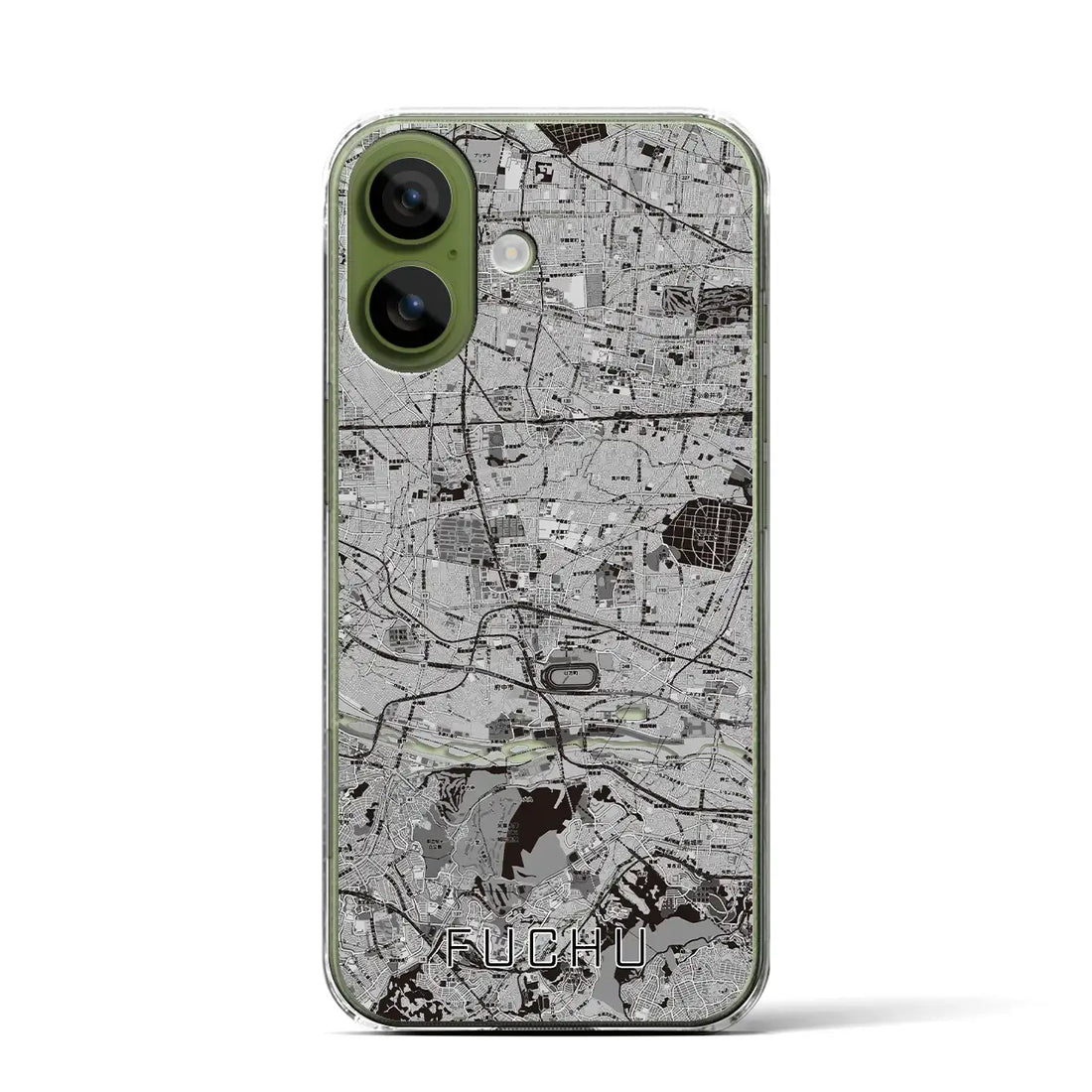 【府中2（東京都）】地図柄iPhoneケース（クリアタイプ）モノトーン・iPhone 17 Pro Max 用