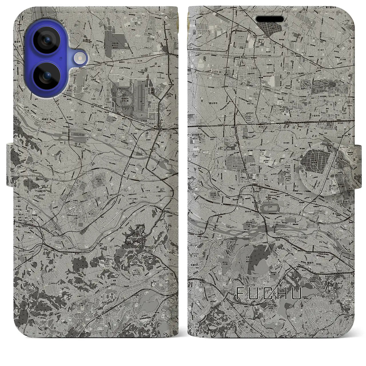 【府中2（東京都）】地図柄iPhoneケース（手帳タイプ）