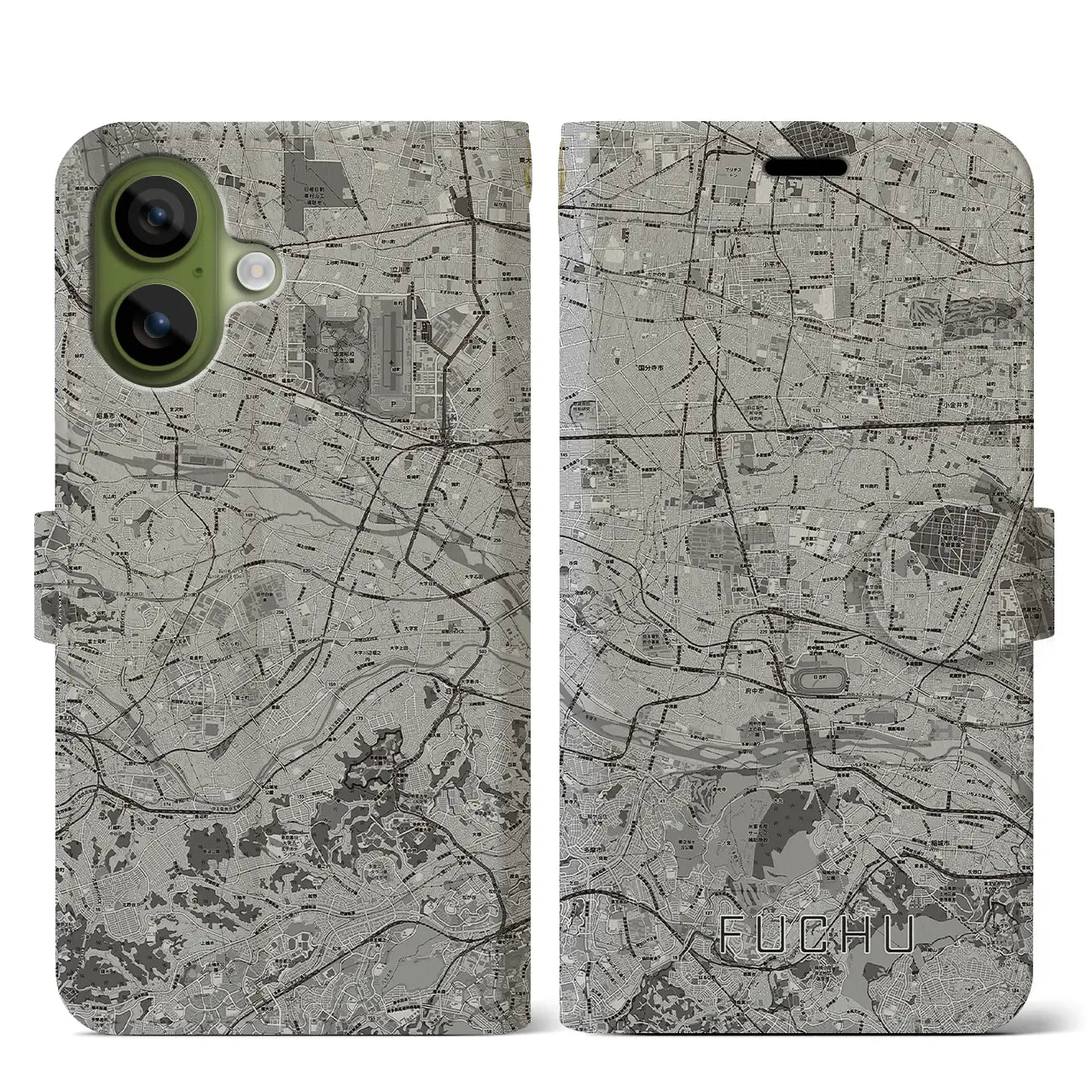 【府中2（東京都）】地図柄iPhoneケース（手帳タイプ）